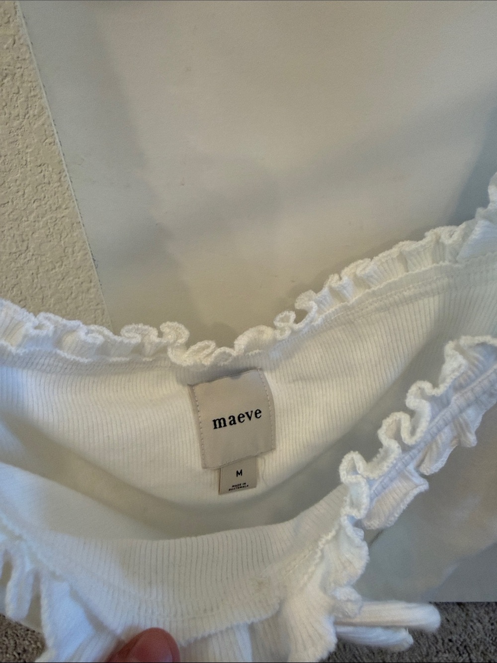 maeve Ribbed Ruffle Tank Top White Medium - Picture 3 of 3